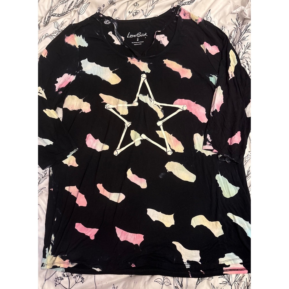 Torrid LoveSick Plus Size Tie Dye Strappy Neckline Super Soft Knits‎ Star Top 2X